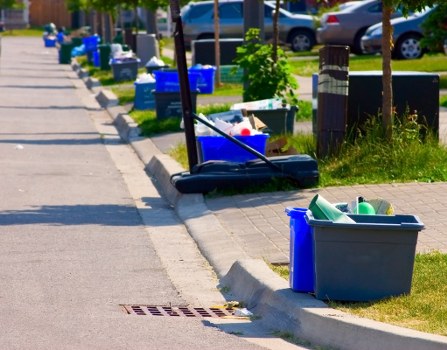 Recycling of construction materials at a facility